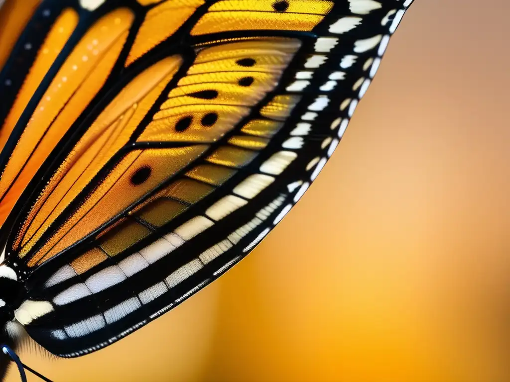Alas de mariposa: Intrincados patrones y colores vibrantes Estudio de insectos en homeschooling: detallada imagen de una ala de mariposa con patrones y colores vibrantes