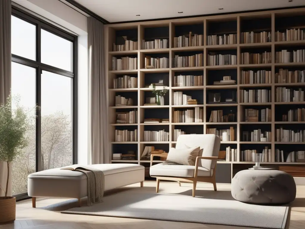 Biblioteca acogedora con libros multilingües Cozy home library with language learning materials - Estrategias efectivas para homeschooling de idiomas