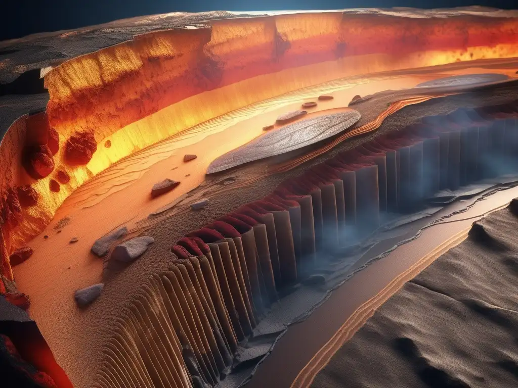 Experimentos geológicos en casa: Detallada imagen 8k de la Tierra, mostrando formaciones y materiales geológicos en capas