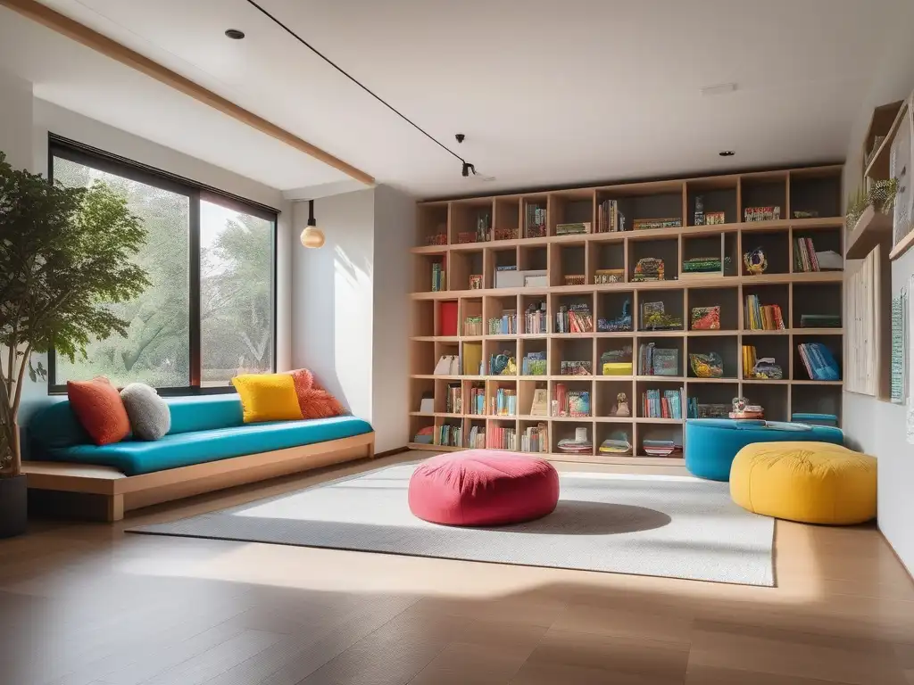 Espacio de aprendizaje vibrante y acogedor con técnicas adaptativas para homeschooling