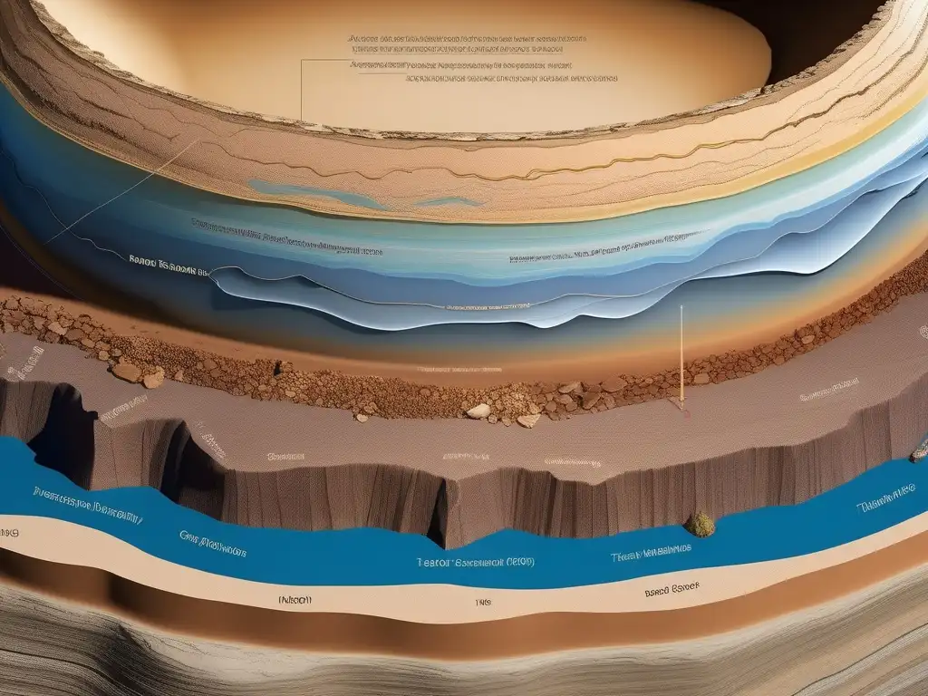 Detalle ultraHD de la estructura geológica de la Tierra, mostrando sus formaciones y capas