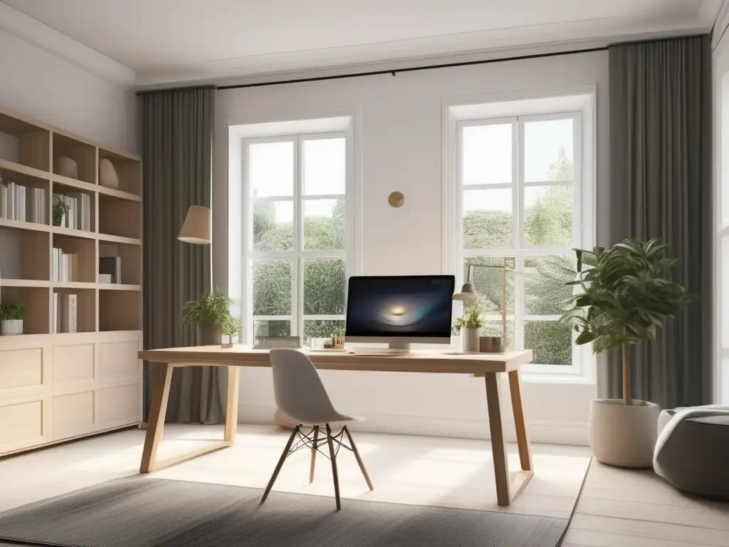 Espacio de aprendizaje acogedor y minimalista Técnicas personalizadas de enseñanza en homeschooling, espacio sereno y creativo con ventana y zona de lectura y arte