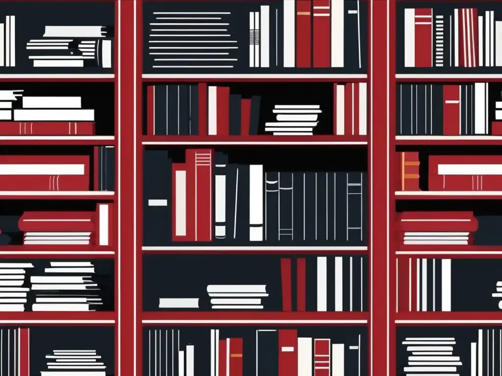 Estante moderno con libros diversos Guía enseñanza 'Fahrenheit 451' en un estante moderno lleno de libros, ideal para homeschooling