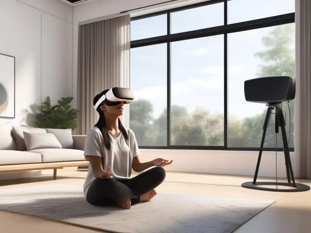 Estudiante inmerso en realidad virtual en casa Estudiante inmerso en realidad virtual en casa - Beneficios de la realidad virtual en educación en casa