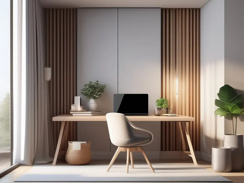 Espacio de estudio en casa sereno y minimalista Espacio de estudio en casa: solución personalizada para desafíos del aprendizaje
