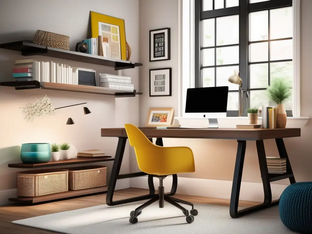 Hogar acogedor con ambiente educativo Hogar acogedor con zona de homeschooling minimalista y tecnológica