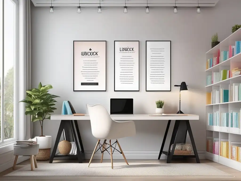 Aula hogareña acogedora y luminosa Técnicas de enseñanza personalizadas en homeschooling: Cozy home classroom with natural light, minimalist design, and motivational decor