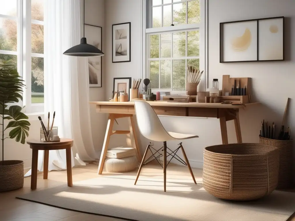 Estudio de arte acogedor y luminoso Estudio de arte en casa: inspirador y acogedor, fomenta la creatividad y el aprendizaje - Beneficios de la educación artística en el homeschooling