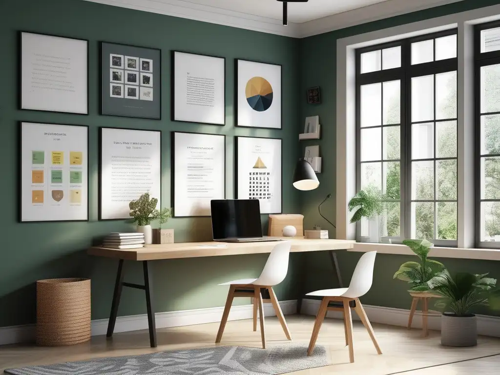 Un espacio de aprendizaje en el hogar con ambiente tranquilo y minimalista, ideal para técnicas de enseñanza personalizadas para homeschooling