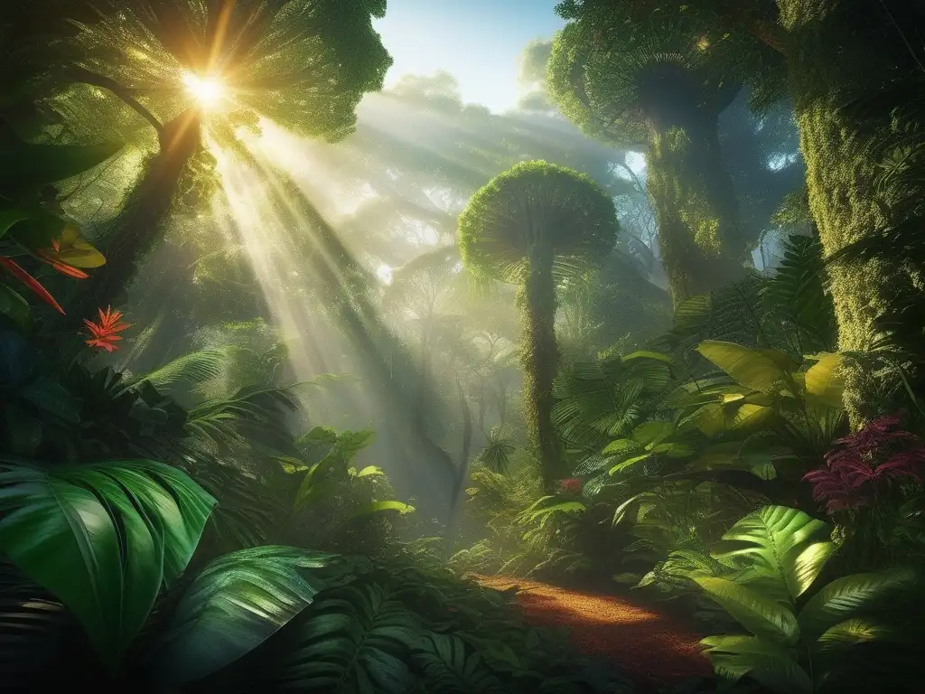 Exuberante y detallada imagen de un bosque tropical Espectacular imagen de la biodiversidad en un exuberante bosque lluvioso